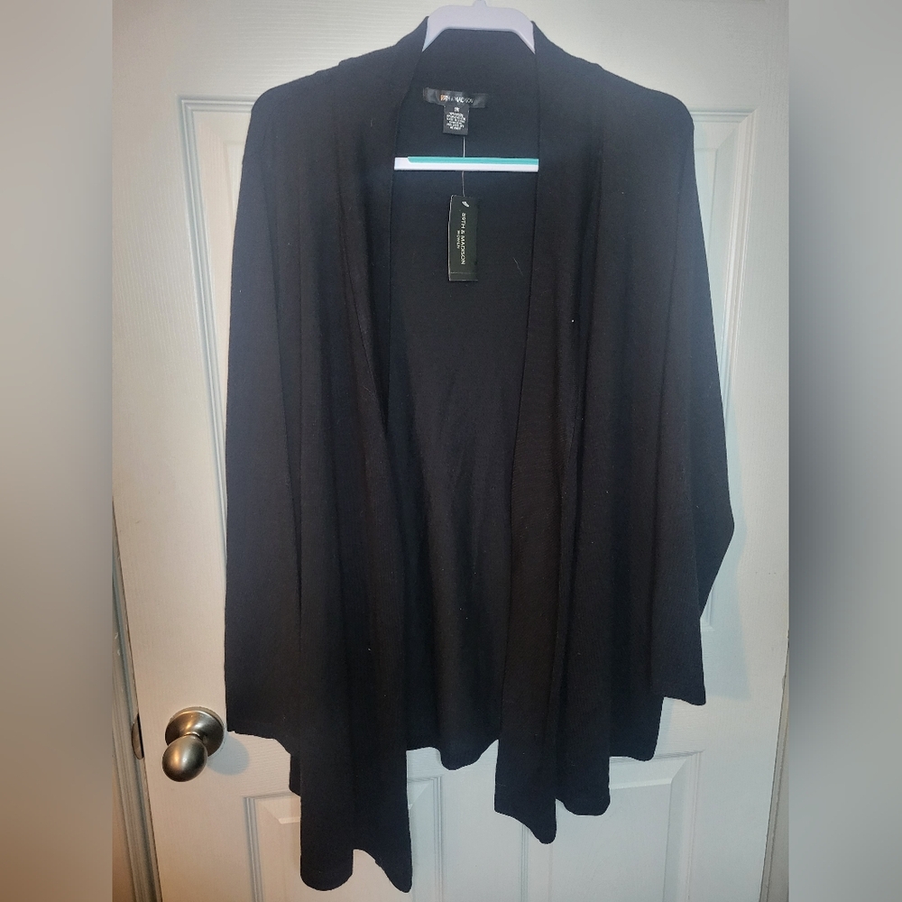 89th And Madison Sweater 3x Womans Plus Black Cardigan Sweater Open Front